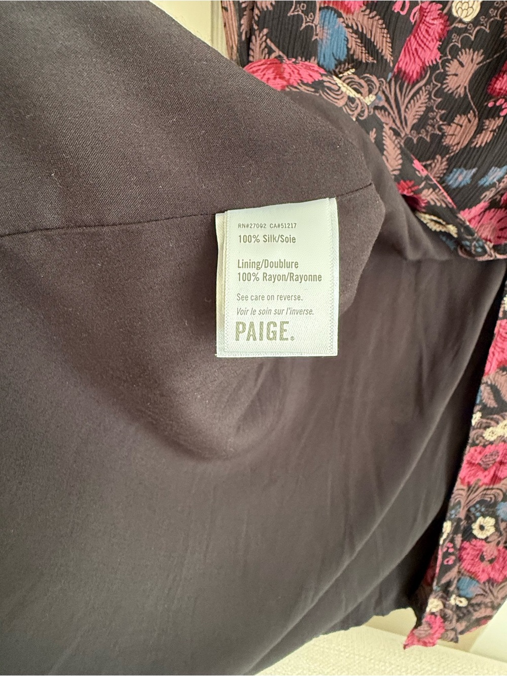 PAIGE Ledara Black Silk Dark Floral Long Sleeved Wrap Midi Dress - Picture 8 of 9